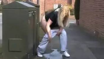 Girl peed near the transformer